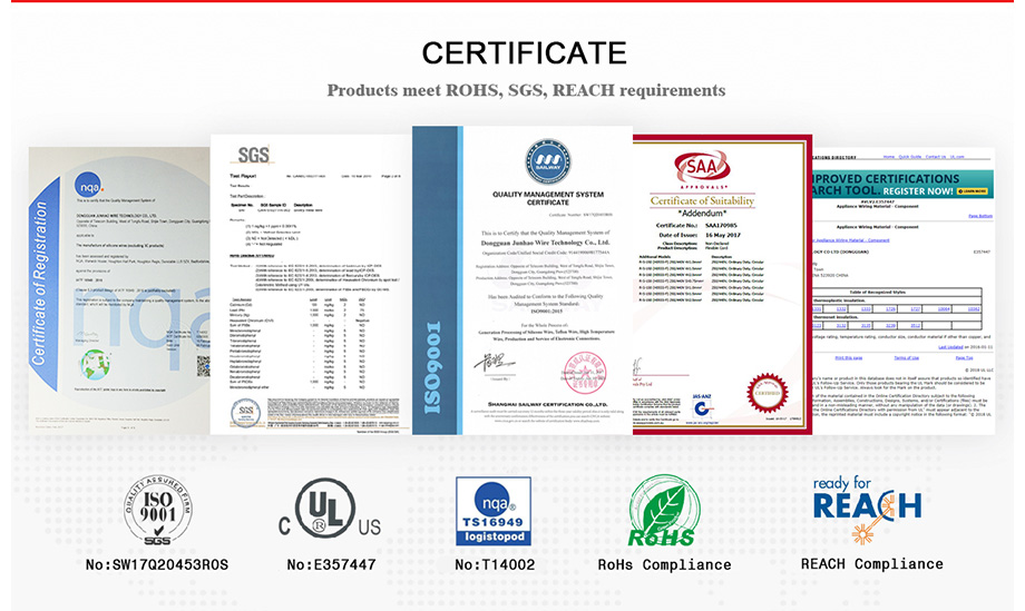 耐高温硅胶电线相关证书
